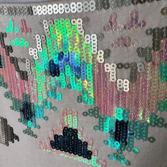 Express Skirt Womens Size S/P Tan Sequin Aztec Mini Sparkle Glam Summertime - Picture 7 of 13